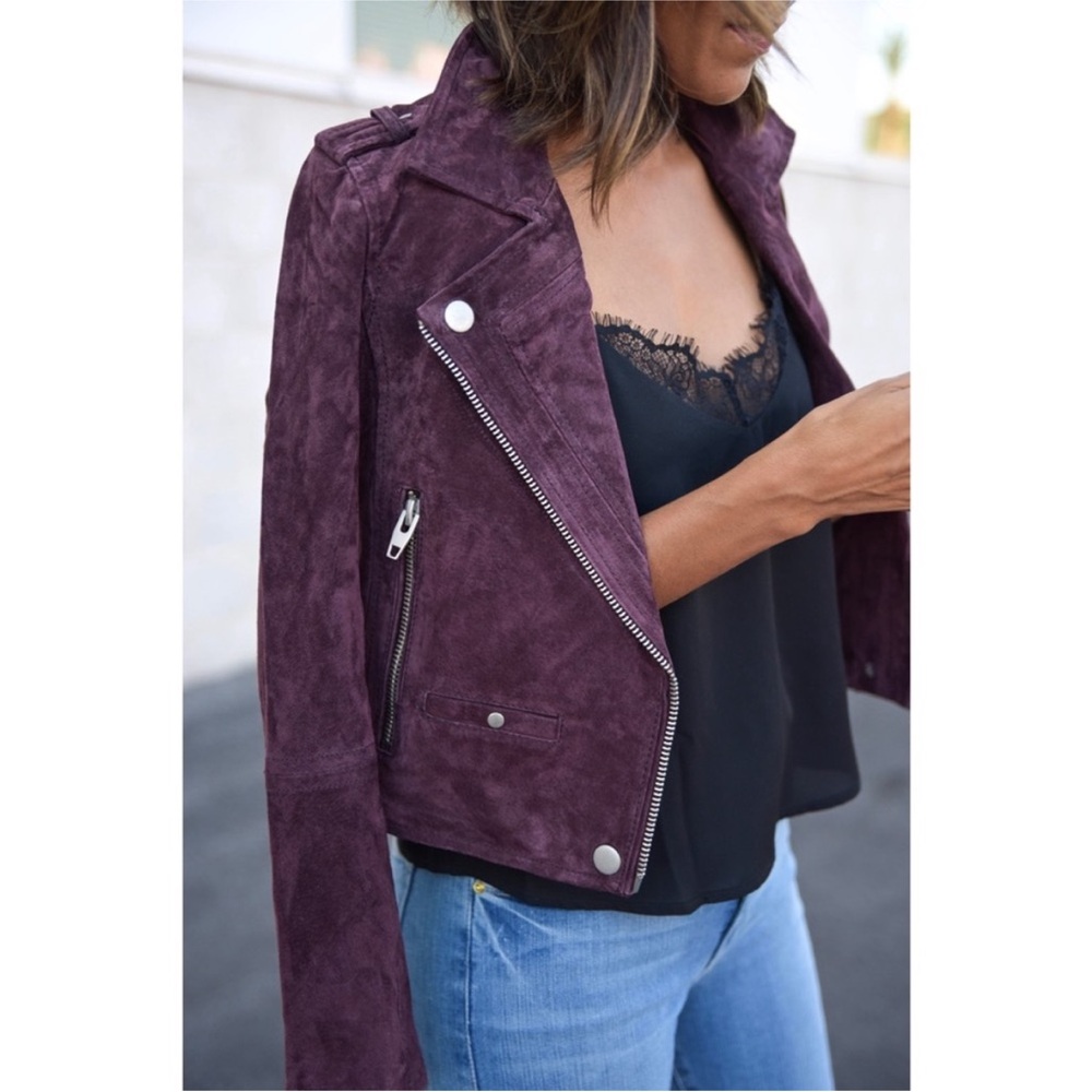 SL8 Blank NYC Women's Suede Leather Jacket in Deep Purple - Picture 2 of 7